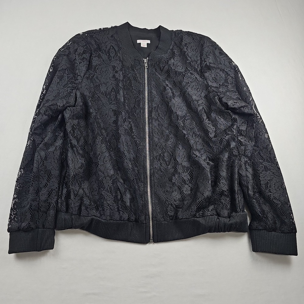 Women's Xhilaration Navy Lace Zipper Jacket Size L Pretty Things Collection